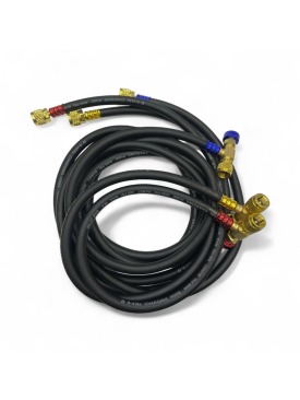 LX-HORTUM R410 SİYAH (3'LÜ SET) VANALI MAVİ-KIRMIZI R410 / SARI R22 (180CM) 800-4000 PSİ