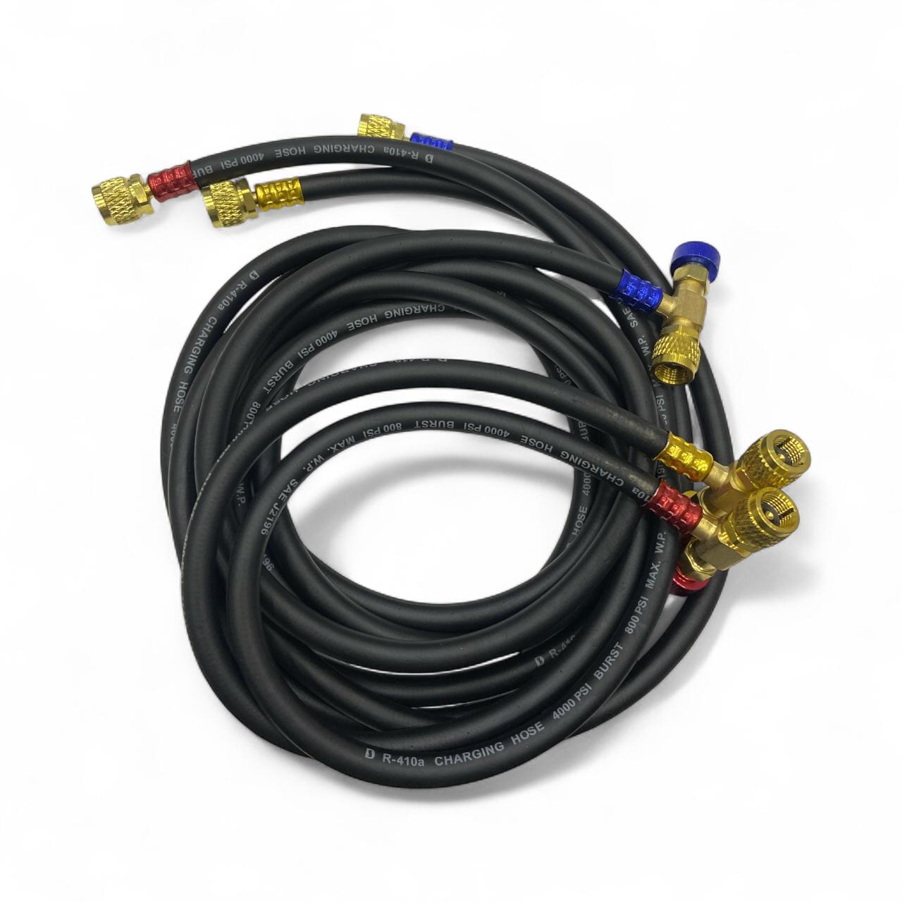 LX-HORTUM R410 SİYAH (3'LÜ SET) VANALI MAVİ-KIRMIZI R410 / SARI R22 (180CM) 800-4000 PSİ